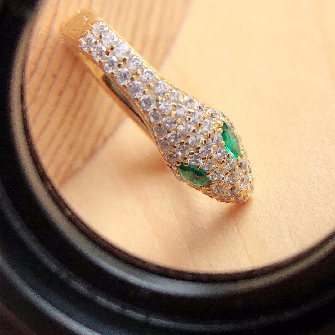 APM Monaco Gold Plated Hoop Earrings with Diamonds and Emeralds